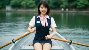 ミニスカOL制服でボート漕いでたらガン見されました！